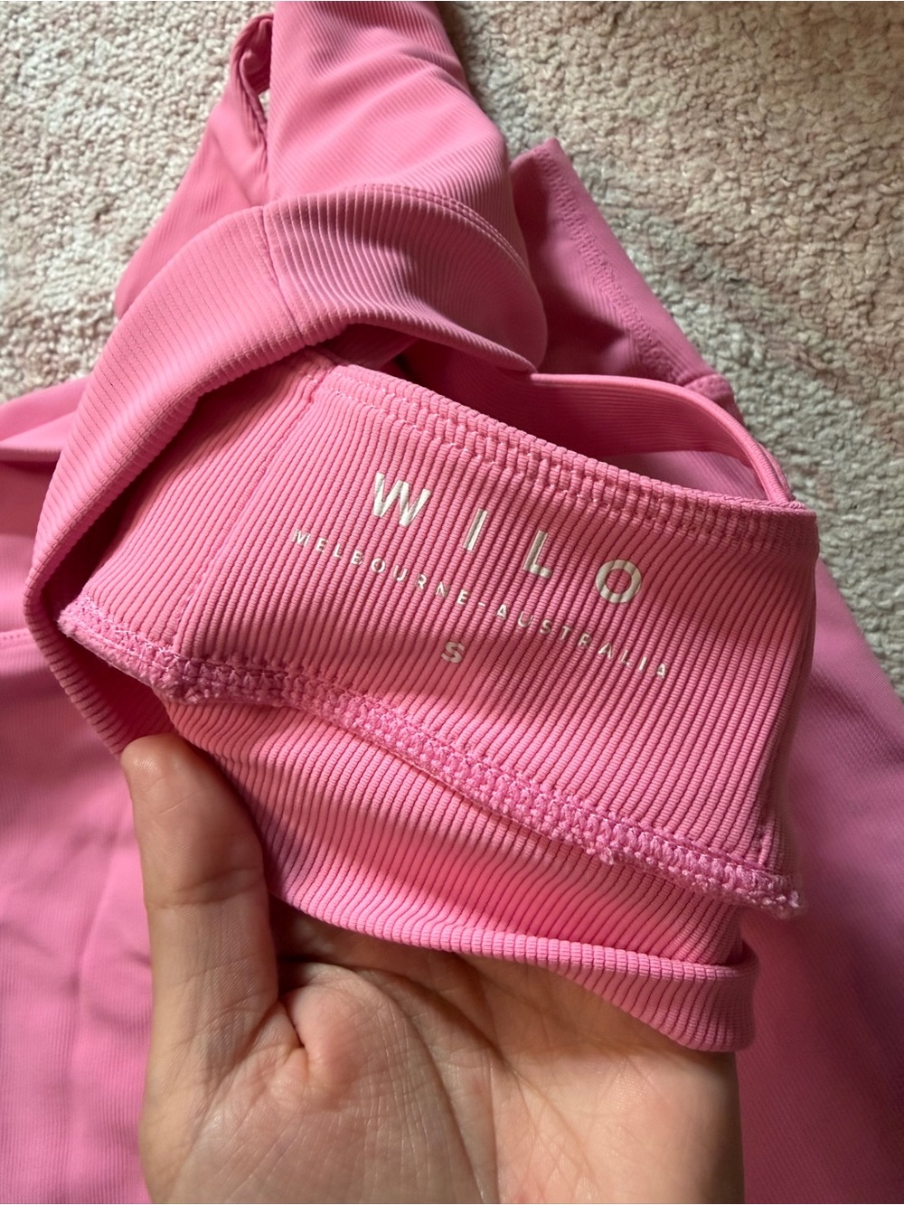 WILO The Label Pink Ribbed Sports Bra Biker Shorts Set S - Picture 4 of 5